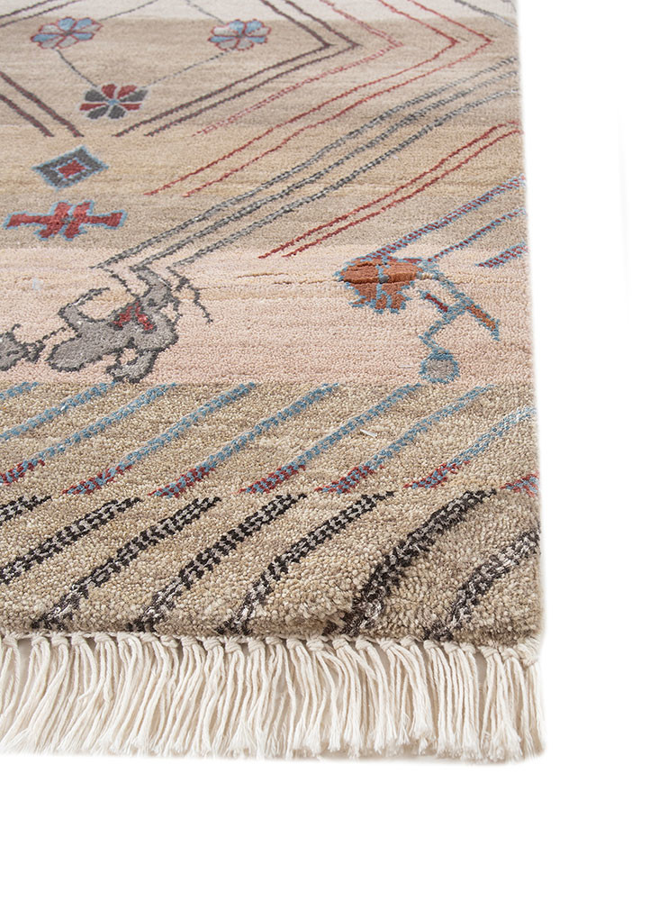 manchaha ivory wool and bamboo silk hand knotted Rug - Corner manchaha ivory wool and bamboo silk hand knotted Rug - Corner
