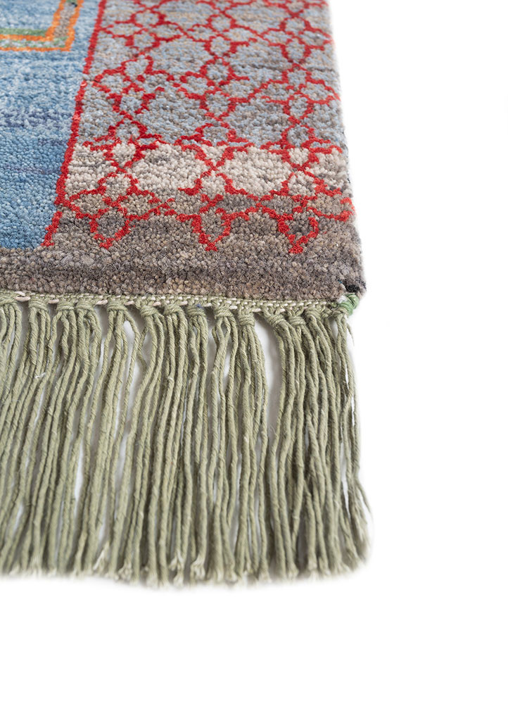 manchaha blue wool and bamboo silk hand knotted Rug - Corner manchaha blue wool and bamboo silk hand knotted Rug - Corner