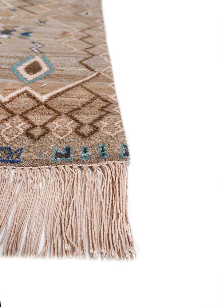 manchaha beige and brown wool and bamboo silk hand knotted Rug - Corner manchaha beige and brown wool and bamboo silk hand knotted Rug - Corner