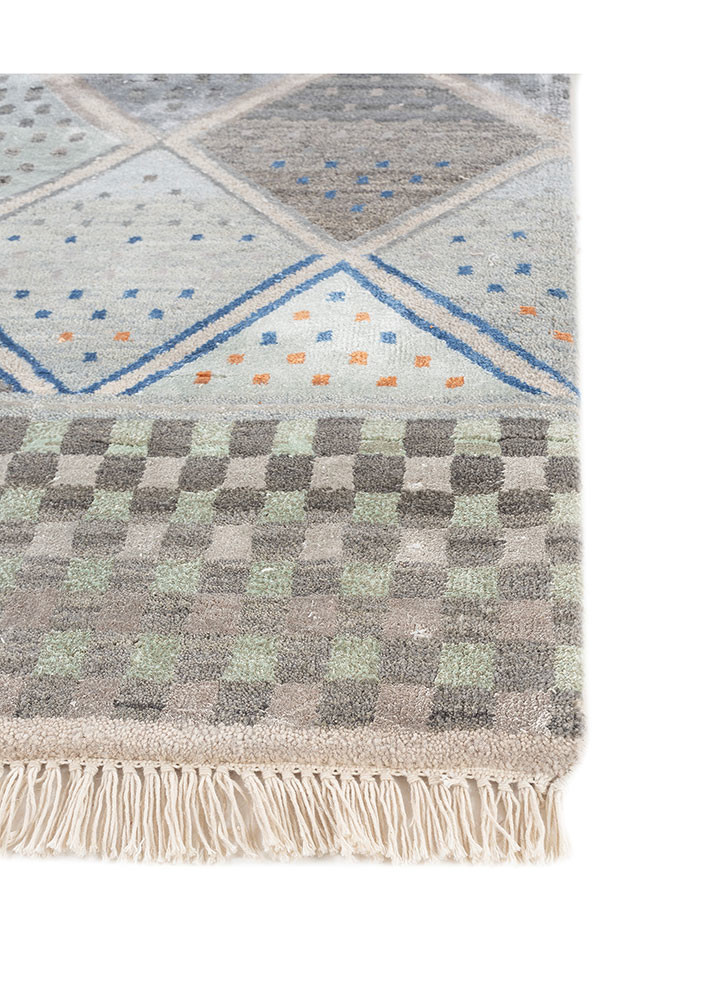 manchaha grey and black wool and bamboo silk hand knotted Rug - Corner manchaha grey and black wool and bamboo silk hand knotted Rug - Corner