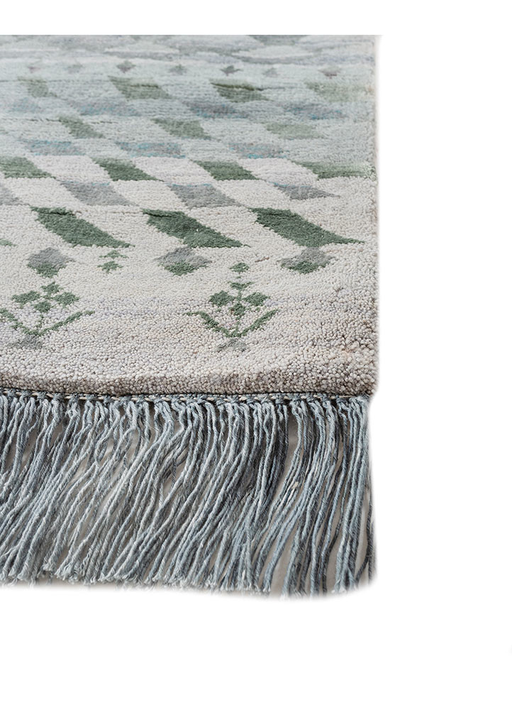 manchaha blue wool and bamboo silk hand knotted Rug - Corner manchaha blue wool and bamboo silk hand knotted Rug - Corner