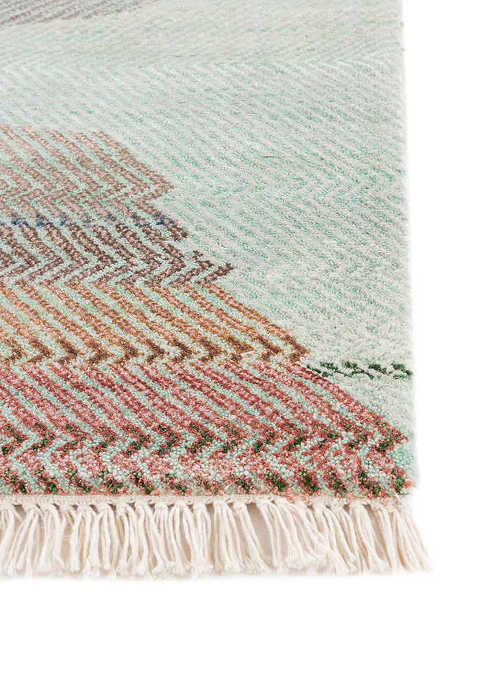 manchaha blue wool and bamboo silk hand knotted Rug - Corner