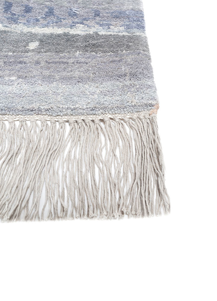 manchaha blue wool and bamboo silk hand knotted Rug - Corner manchaha blue wool and bamboo silk hand knotted Rug - Corner