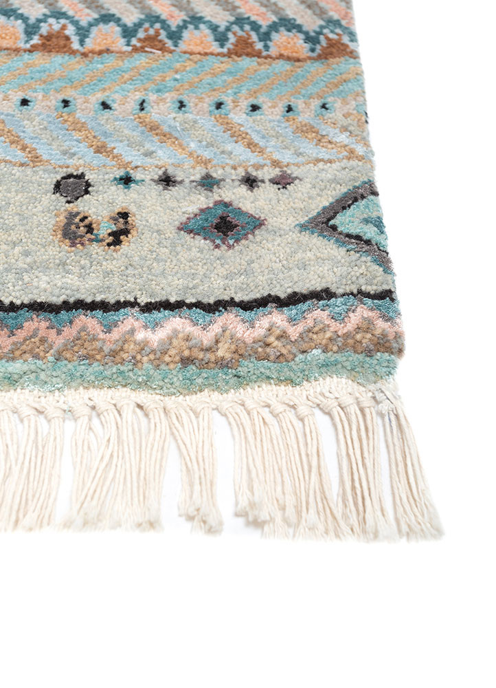 manchaha blue wool and bamboo silk hand knotted Rug - Corner