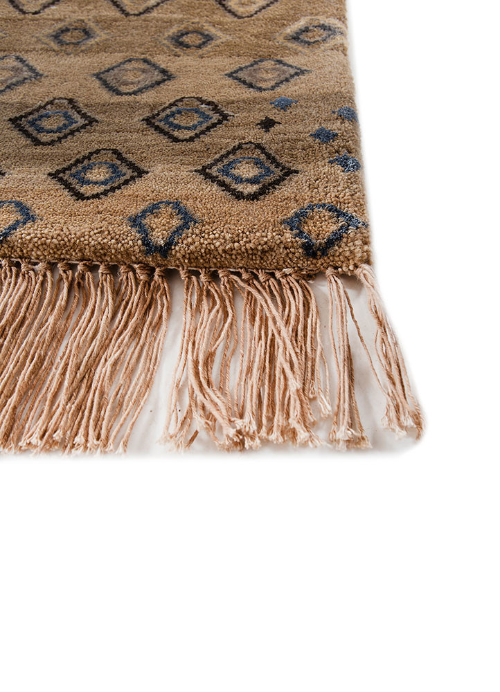 manchaha beige and brown wool and bamboo silk hand knotted Rug - Corner manchaha beige and brown wool and bamboo silk hand knotted Rug - Corner