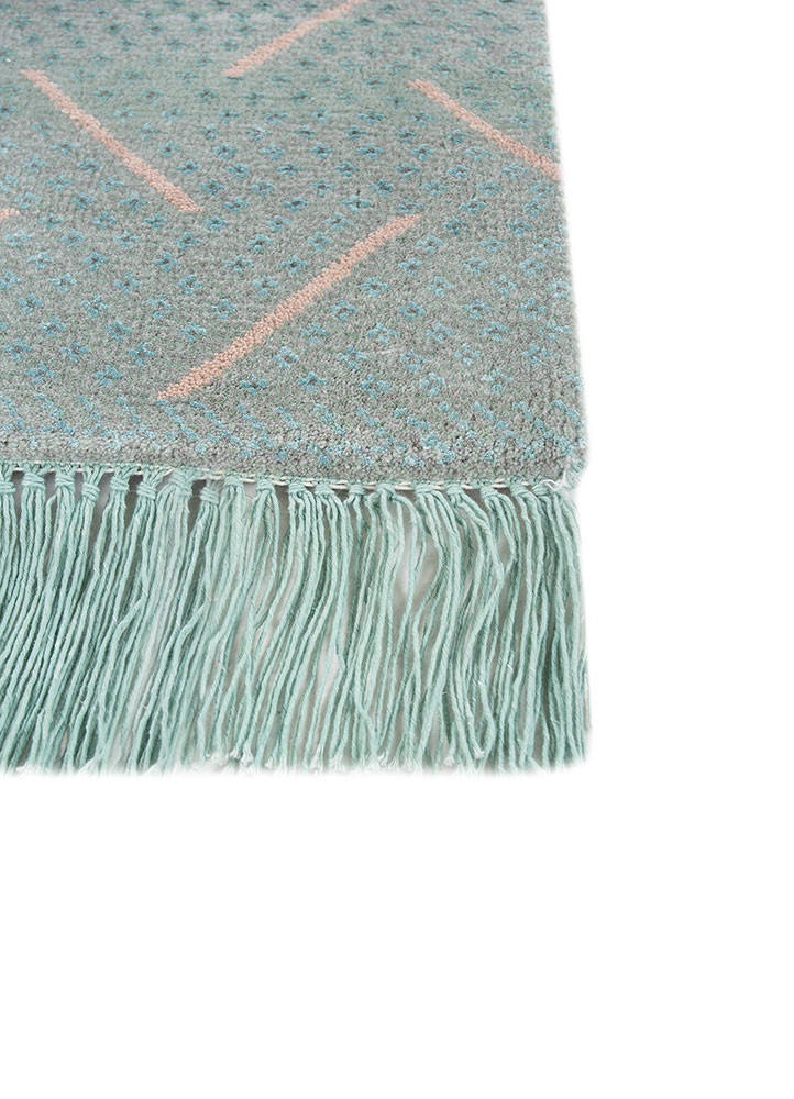 manchaha blue wool and bamboo silk hand knotted Rug - Corner