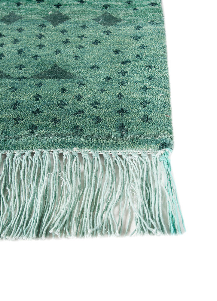manchaha green wool and bamboo silk hand knotted Rug - Corner manchaha green wool and bamboo silk hand knotted Rug - Corner