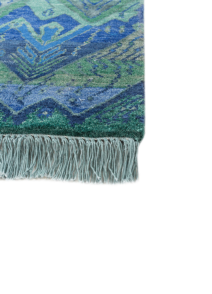manchaha blue wool and bamboo silk hand knotted Rug - Corner manchaha blue wool and bamboo silk hand knotted Rug - Corner