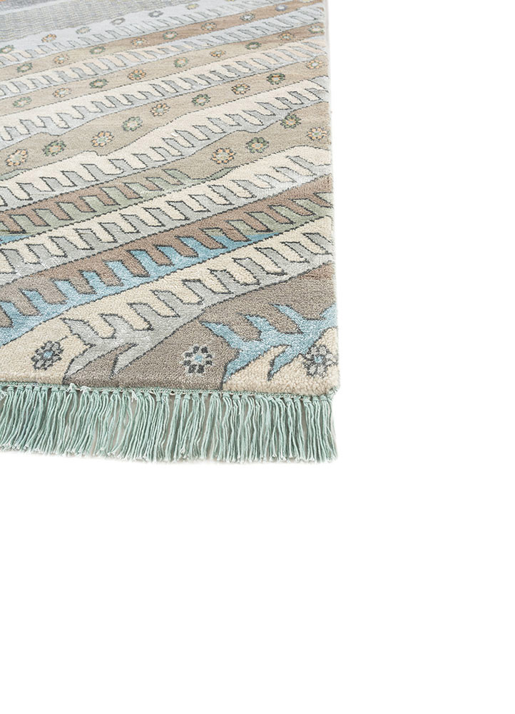 manchaha green wool and bamboo silk hand knotted Rug - Corner manchaha green wool and bamboo silk hand knotted Rug - Corner