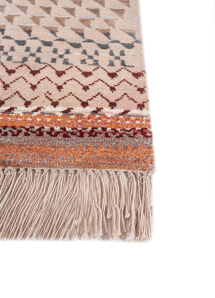 manchaha red and orange wool and bamboo silk hand knotted Rug - Corner manchaha red and orange wool and bamboo silk hand knotted Rug - Corner