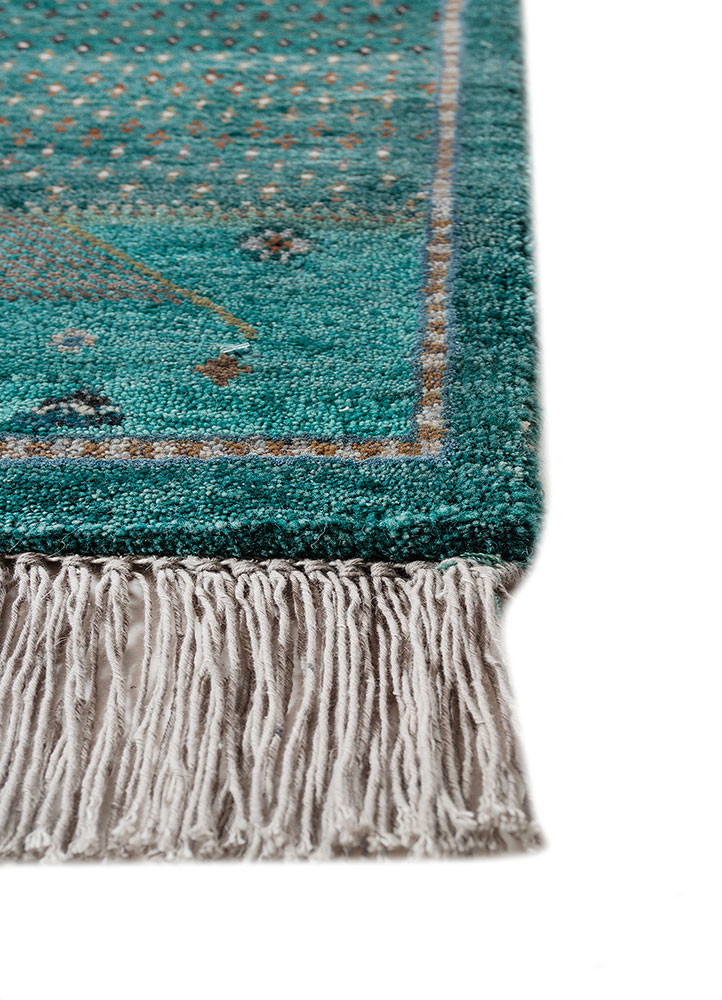 manchaha blue wool and bamboo silk hand knotted Rug - Corner manchaha blue wool and bamboo silk hand knotted Rug - Corner
