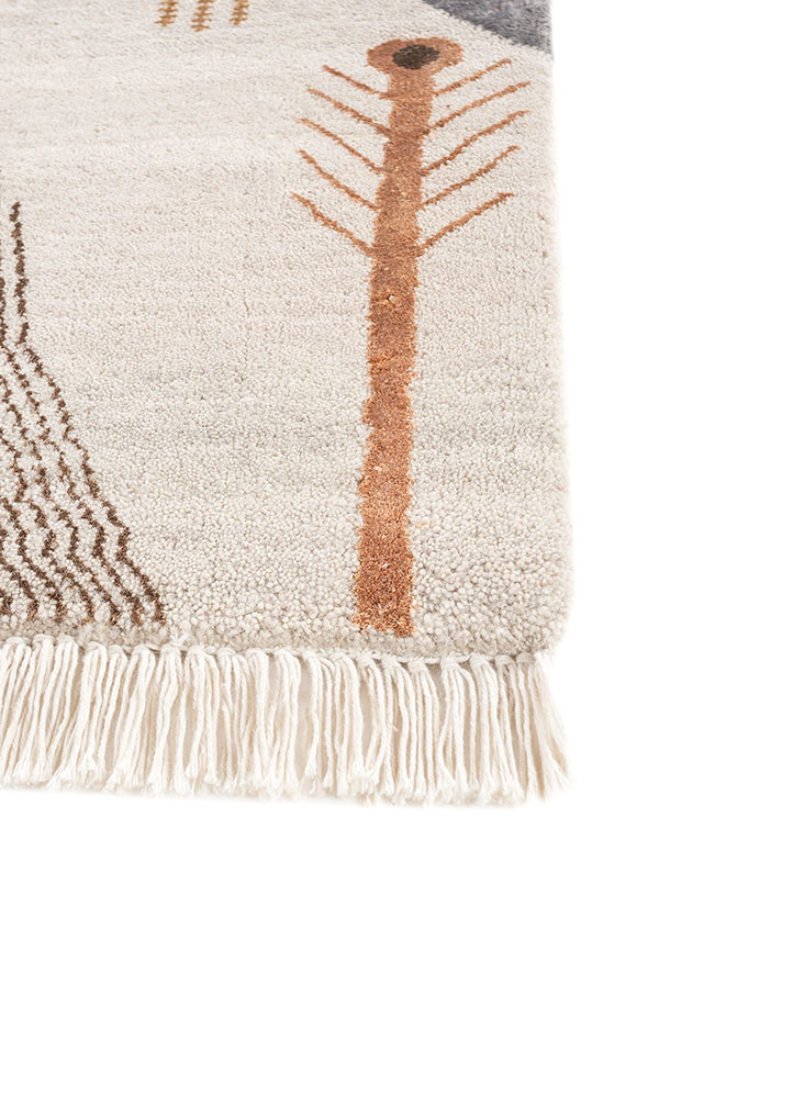 manchaha ivory wool and bamboo silk hand knotted Rug - Corner manchaha ivory wool and bamboo silk hand knotted Rug - Corner