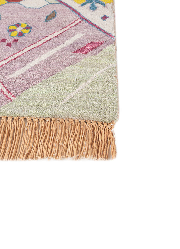 manchaha pink and purple wool and bamboo silk hand knotted Rug - Corner manchaha pink and purple wool and bamboo silk hand knotted Rug - Corner