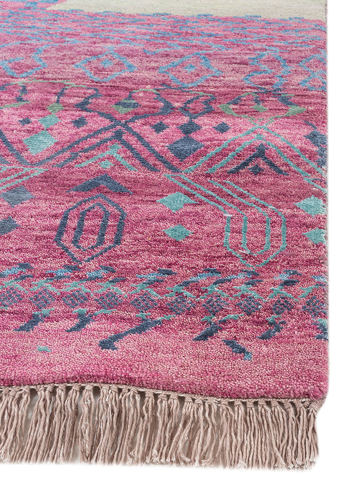 Manchaha Pink & Purple Hand Knotted Wool & Bamboo Silk Rugs - Les-2631 ...