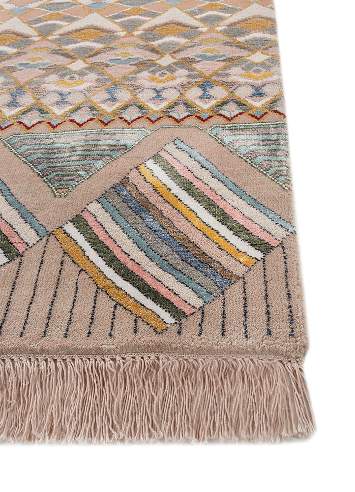 manchaha pink and purple wool and bamboo silk hand knotted Rug - Corner