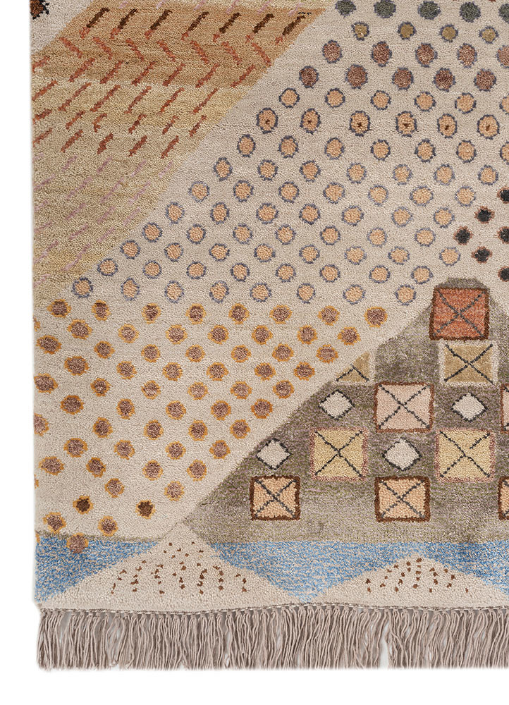 manchaha ivory wool and bamboo silk hand knotted Rug - Corner manchaha ivory wool and bamboo silk hand knotted Rug - Corner