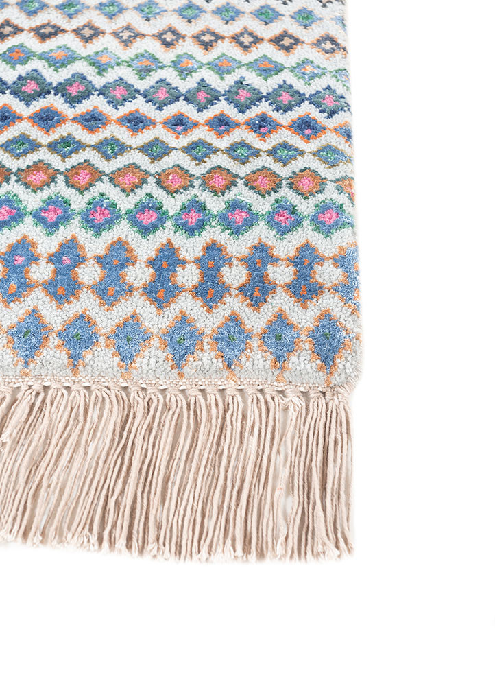 manchaha blue wool and bamboo silk hand knotted Rug - Corner