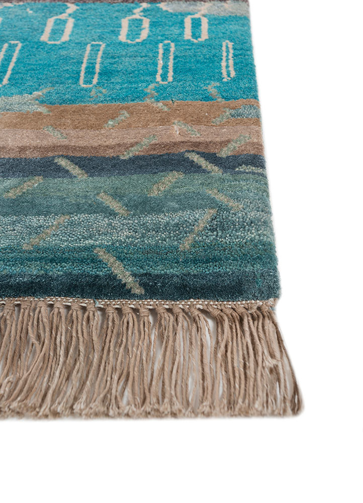 manchaha blue wool and bamboo silk hand knotted Rug - Corner