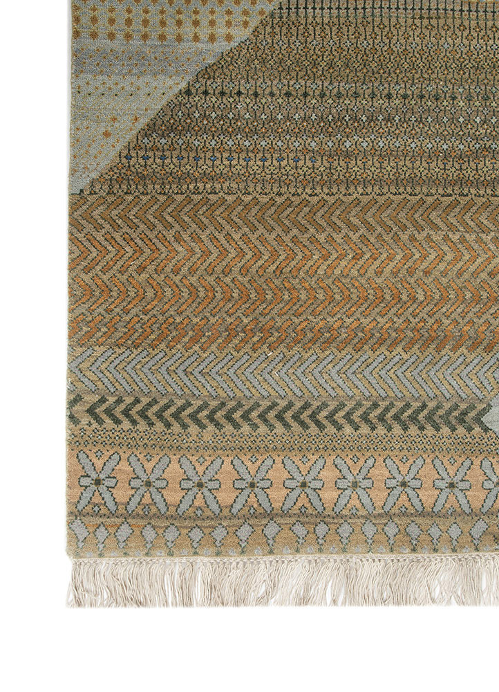 manchaha ivory wool and bamboo silk hand knotted Rug - Corner manchaha ivory wool and bamboo silk hand knotted Rug - Corner