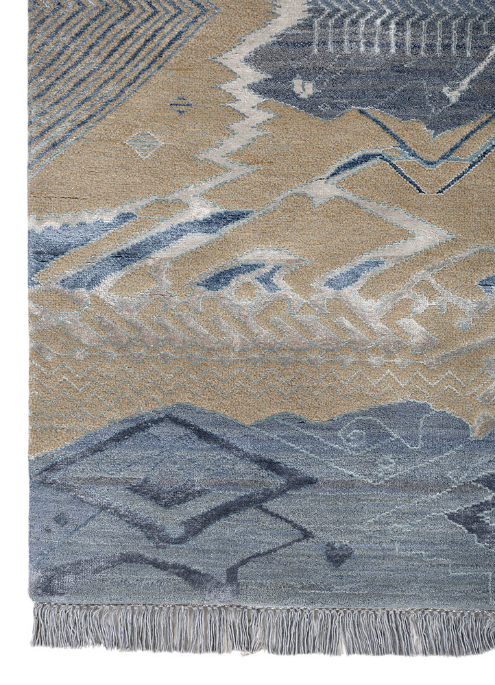 manchaha grey and black wool and bamboo silk hand knotted Rug - Corner manchaha grey and black wool and bamboo silk hand knotted Rug - Corner