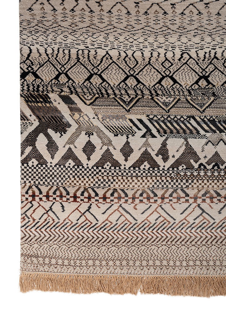 manchaha ivory wool and bamboo silk hand knotted Rug - Corner manchaha ivory wool and bamboo silk hand knotted Rug - Corner