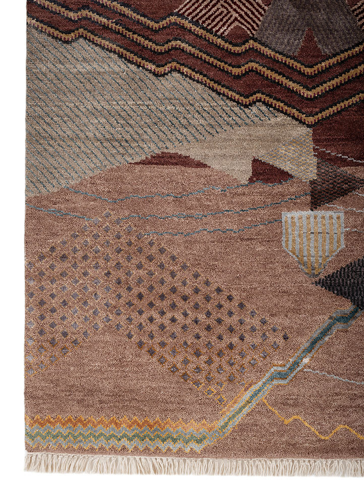 manchaha red and orange wool and bamboo silk hand knotted Rug - Corner manchaha red and orange wool and bamboo silk hand knotted Rug - Corner