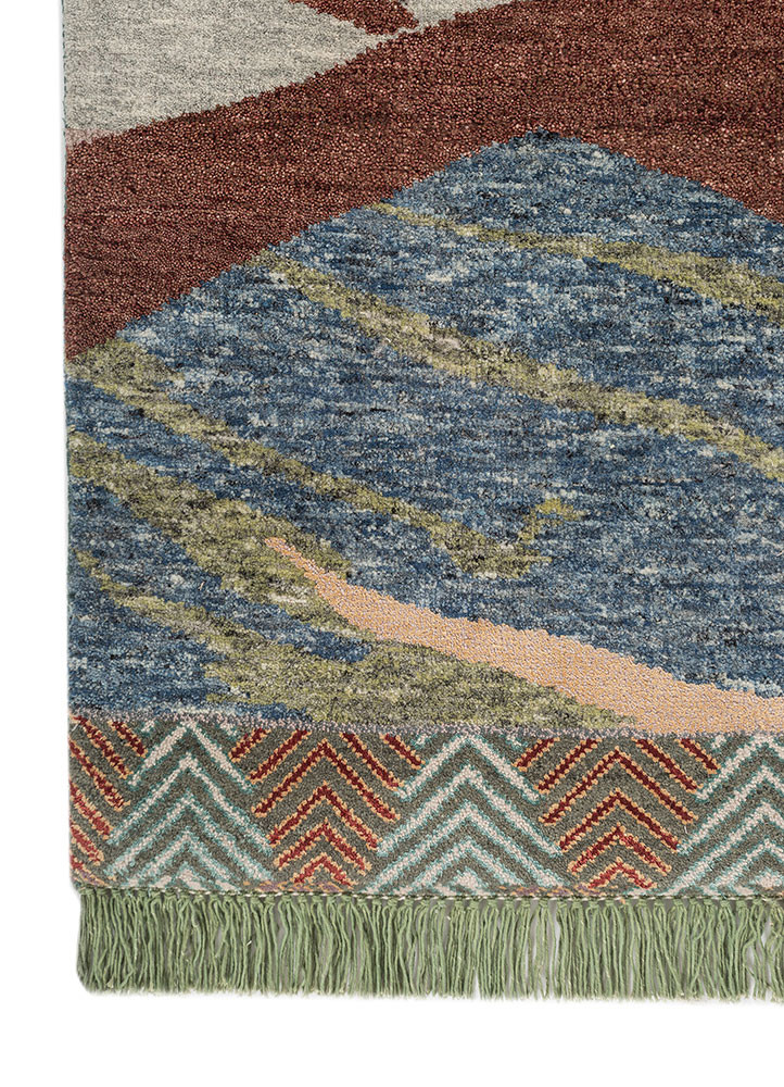 manchaha beige and brown wool and bamboo silk hand knotted Rug - Corner