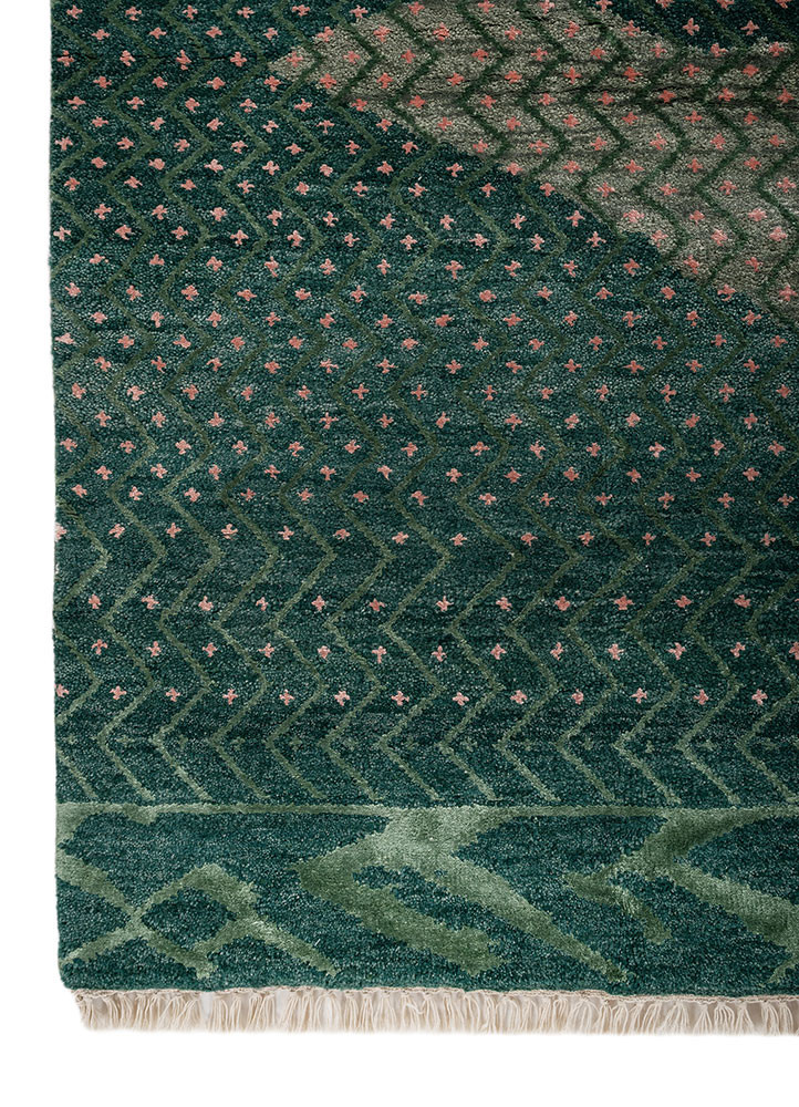 manchaha blue wool and bamboo silk hand knotted Rug - Corner manchaha blue wool and bamboo silk hand knotted Rug - Corner