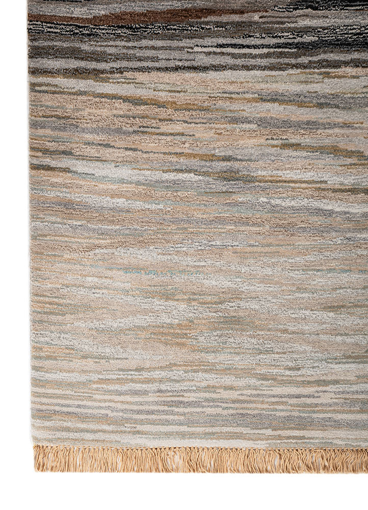 manchaha grey and black wool and bamboo silk hand knotted Rug - Corner