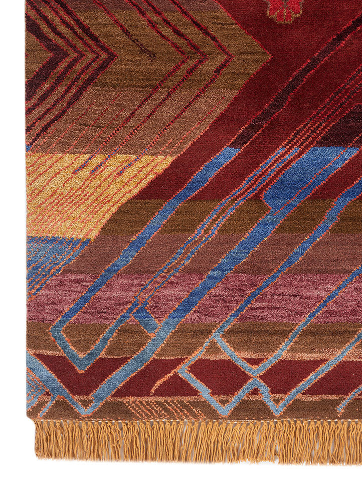manchaha blue wool and bamboo silk hand knotted Rug - Corner