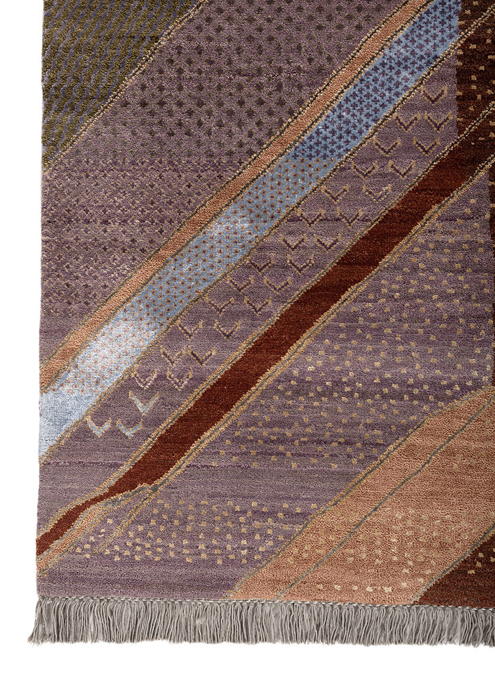 manchaha blue wool and bamboo silk hand knotted Rug - Corner