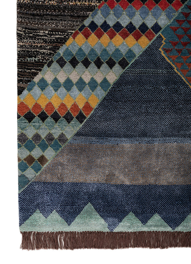 manchaha grey and black wool and bamboo silk hand knotted Rug - Corner manchaha grey and black wool and bamboo silk hand knotted Rug - Corner