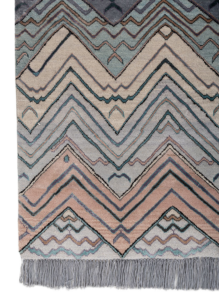 manchaha blue wool and bamboo silk hand knotted Rug - Corner manchaha blue wool and bamboo silk hand knotted Rug - Corner