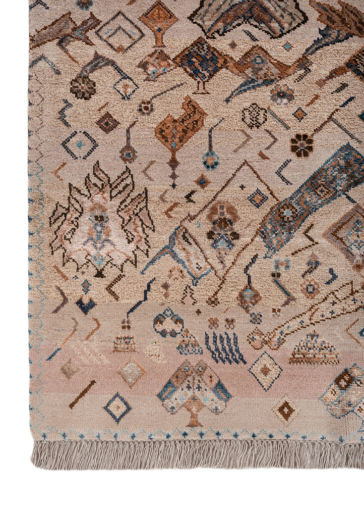 manchaha pink and purple wool and bamboo silk hand knotted Rug - Corner manchaha pink and purple wool and bamboo silk hand knotted Rug - Corner