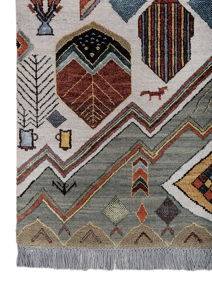 manchaha blue wool and bamboo silk hand knotted Rug - Corner