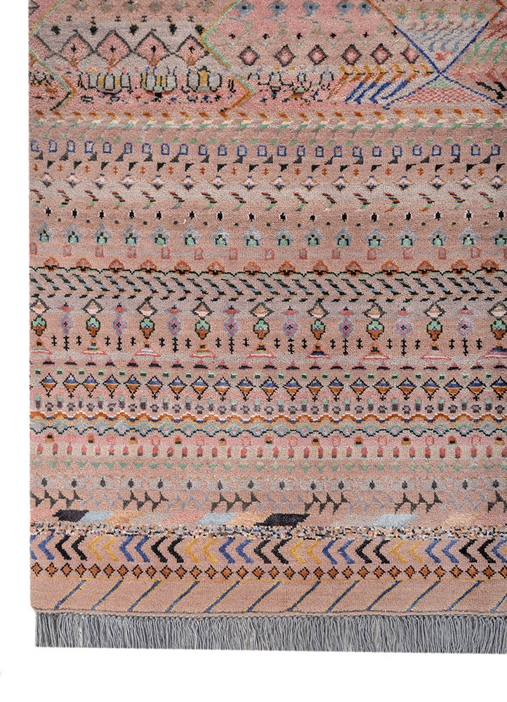 manchaha pink and purple wool and bamboo silk hand knotted Rug - Corner manchaha pink and purple wool and bamboo silk hand knotted Rug - Corner