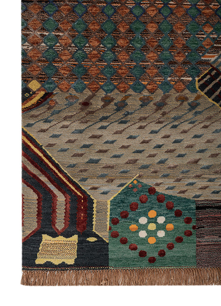 manchaha blue wool and bamboo silk hand knotted Rug - Corner manchaha blue wool and bamboo silk hand knotted Rug - Corner