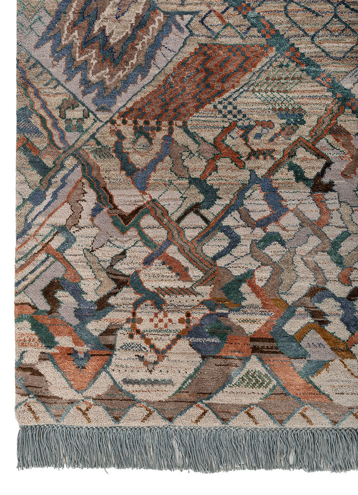 manchaha beige and brown wool and bamboo silk hand knotted Rug - Corner manchaha beige and brown wool and bamboo silk hand knotted Rug - Corner