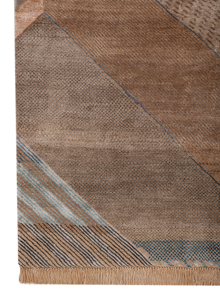manchaha beige and brown wool and bamboo silk hand knotted Rug - Corner manchaha beige and brown wool and bamboo silk hand knotted Rug - Corner