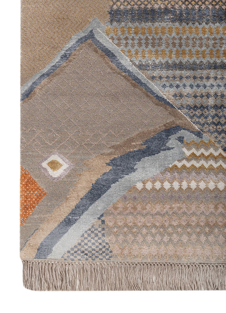 manchaha ivory wool and bamboo silk hand knotted Rug - Corner manchaha ivory wool and bamboo silk hand knotted Rug - Corner
