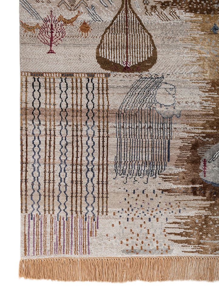 manchaha blue wool and bamboo silk hand knotted Rug - Corner manchaha blue wool and bamboo silk hand knotted Rug - Corner