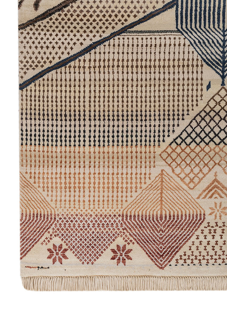 manchaha ivory wool and bamboo silk hand knotted Rug - Corner manchaha ivory wool and bamboo silk hand knotted Rug - Corner
