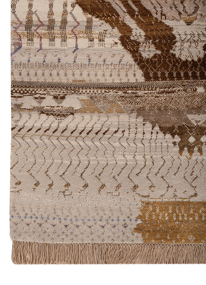 manchaha ivory wool and bamboo silk hand knotted Rug - Corner manchaha ivory wool and bamboo silk hand knotted Rug - Corner