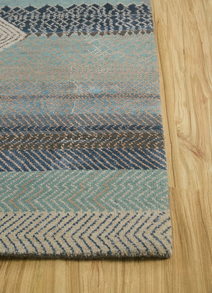 weaver art reserve grey and black wool and bamboo silk hand knotted Rug - Corner