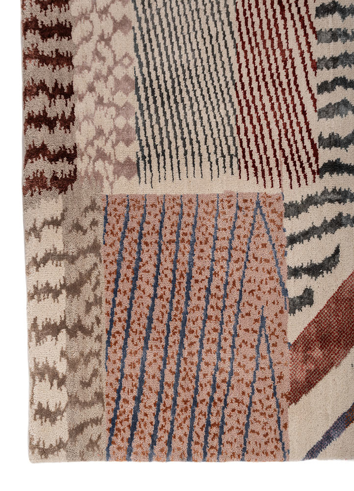 manchaha red and orange wool and bamboo silk hand knotted Rug - Corner manchaha red and orange wool and bamboo silk hand knotted Rug - Corner