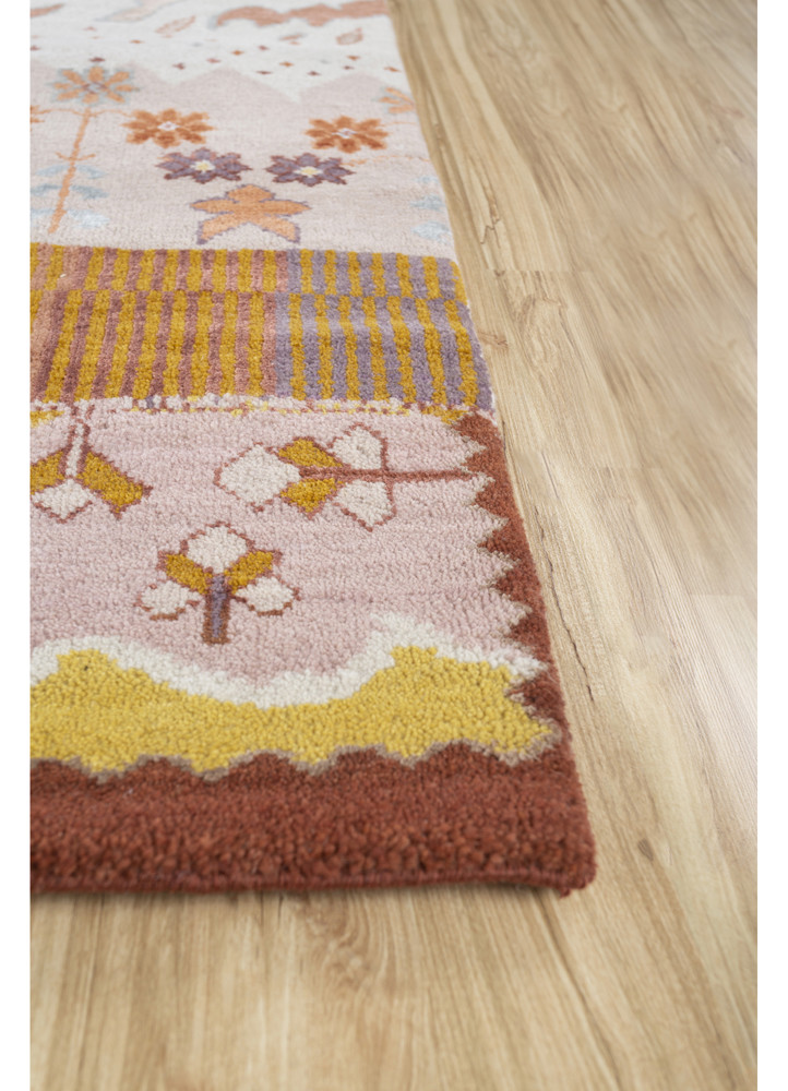 manchaha red and orange wool and bamboo silk hand knotted Rug - Corner manchaha red and orange wool and bamboo silk hand knotted Rug - Corner