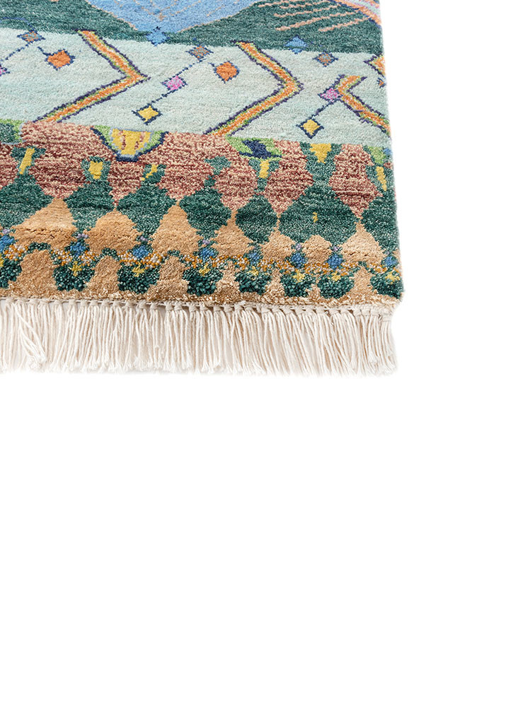 manchaha blue wool and bamboo silk hand knotted Rug - Corner manchaha blue wool and bamboo silk hand knotted Rug - Corner
