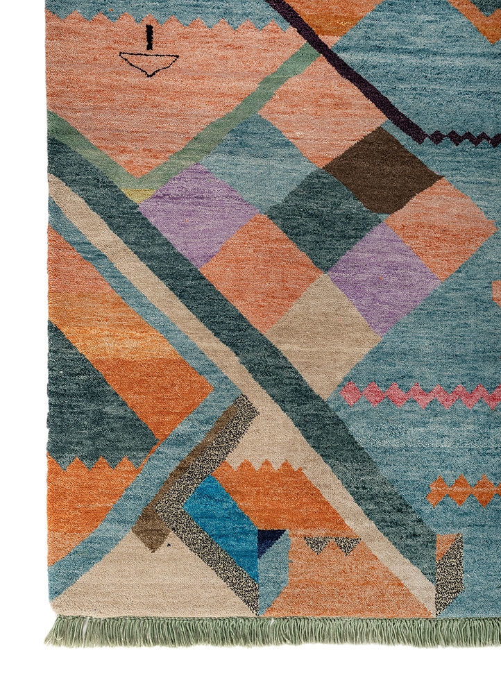 freedom manchaha blue wool and bamboo silk hand knotted Rug - Corner freedom manchaha blue wool and bamboo silk hand knotted Rug - Corner