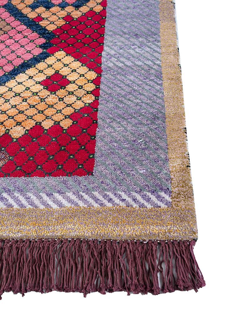 freedom manchaha gold wool and bamboo silk hand knotted Rug - Corner