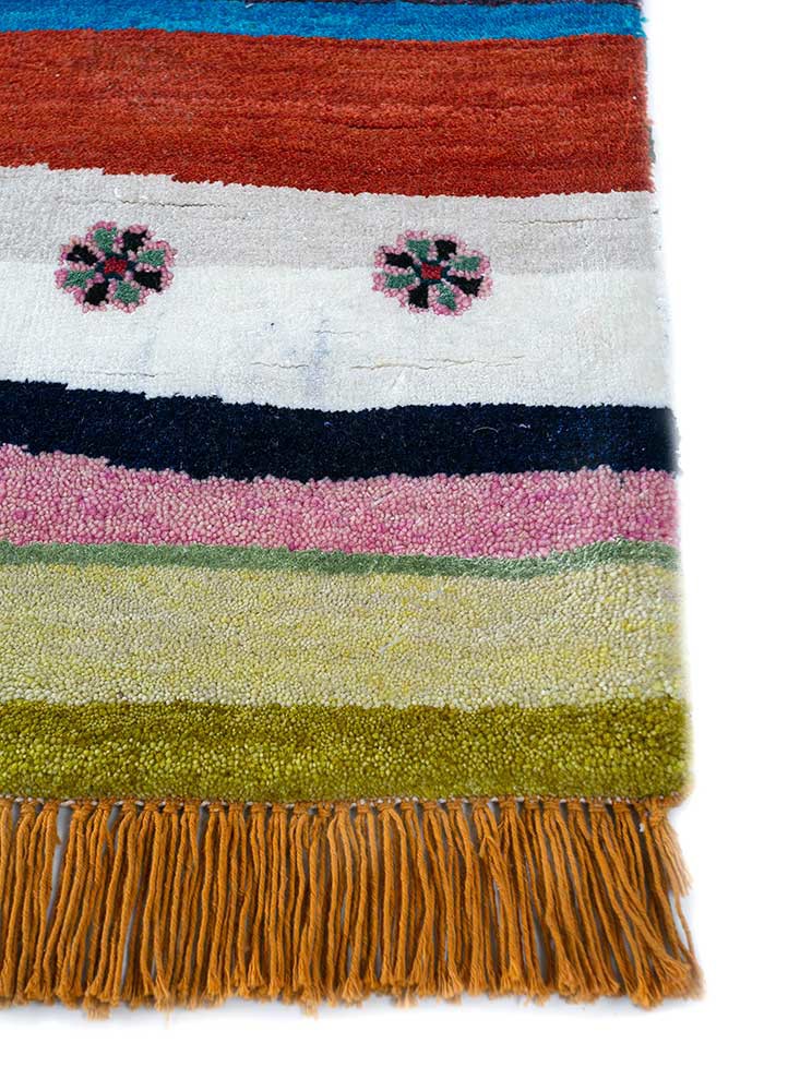 freedom manchaha multi wool and bamboo silk hand knotted Rug - Corner